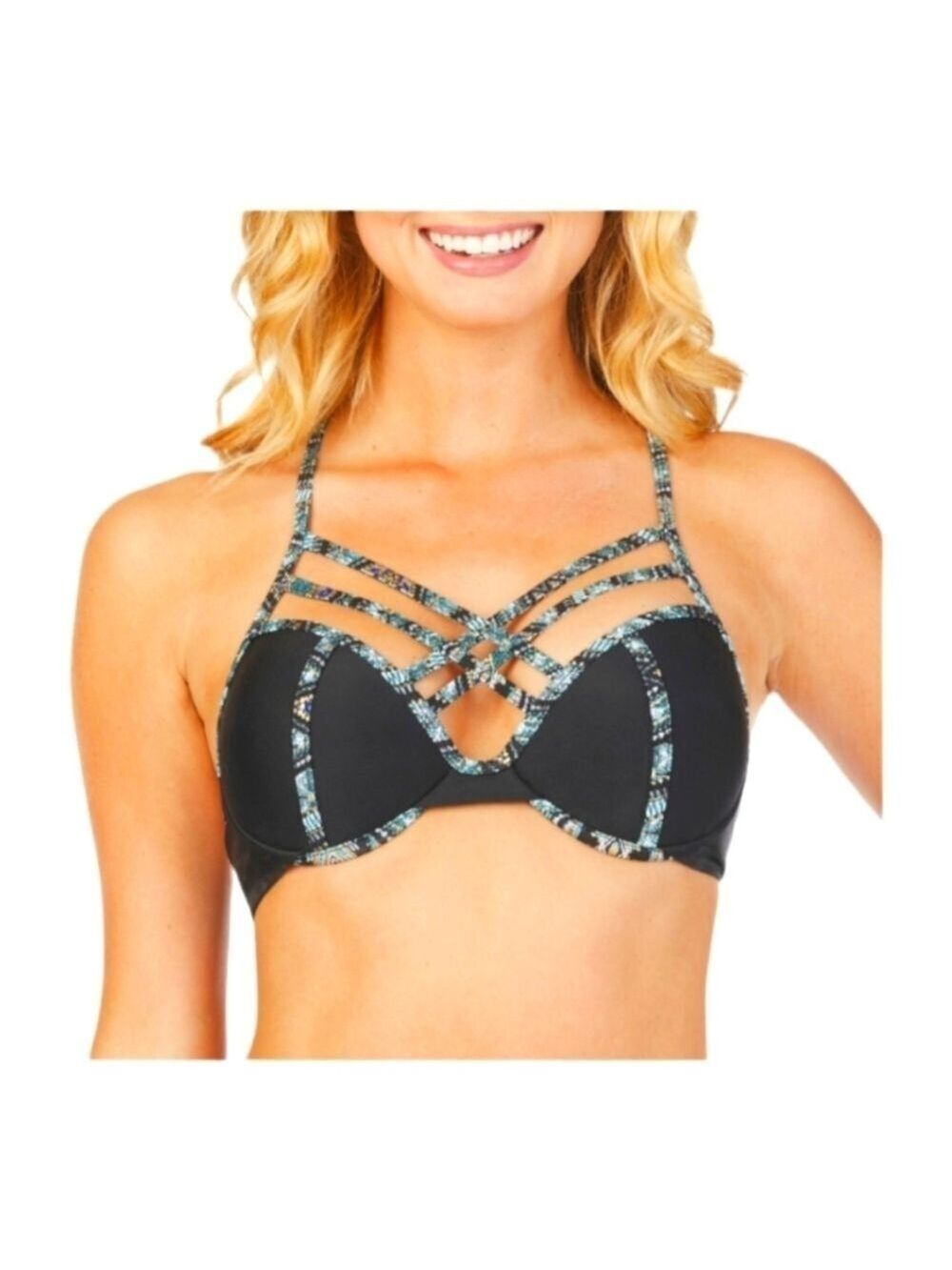 Ambrielle Swimwear Strappy Pushup Bikini Top Size Medium
